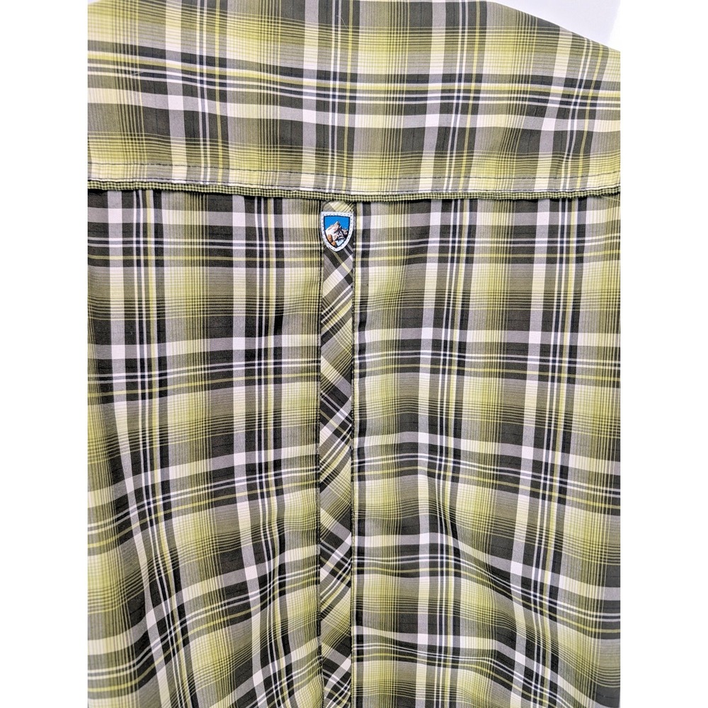 Kuhl Eluxur Men's Pearl Snap Short Sleeve Shirt - size XL - Green Plaid - Picture 9 of 16